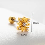 Gold color / 1 Piece Simple Series Classic Plant Copper   Gold Color Zircon Women's Stud Earrings 